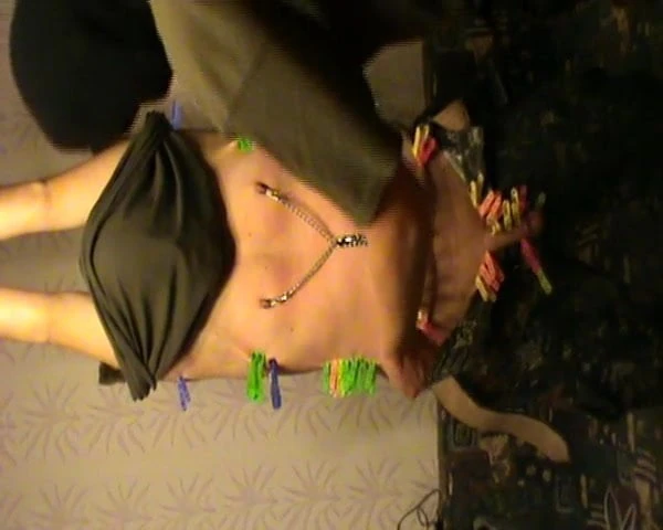 Suspended military slave's body gets a lot of clips