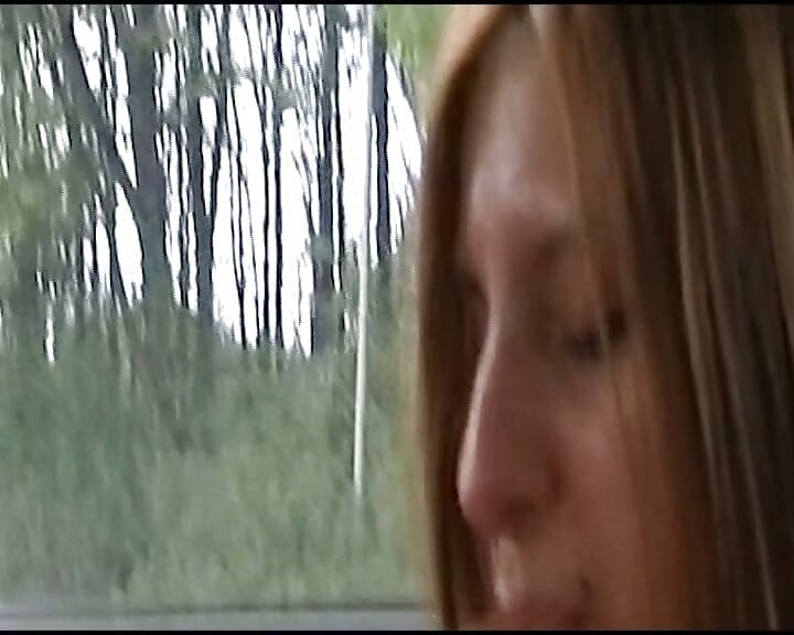 Big boobed German slut stuffs herself with dildo in the cab