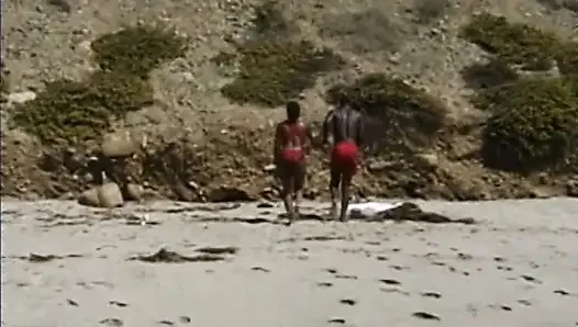 Well favoured non european woman rides huge dick on he rocky shore
