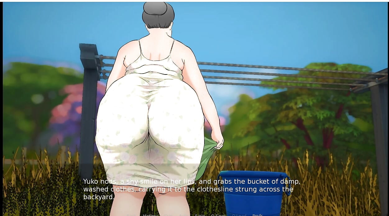 Geploegd - gameplay - rollenspel - Yuko neukt vóór haar buurman