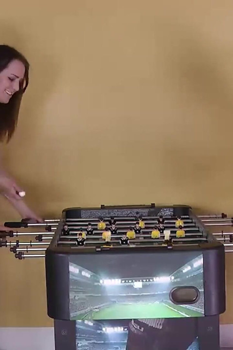 Breasts Were Quickly Exposed in a Playful Strip Foosball Game