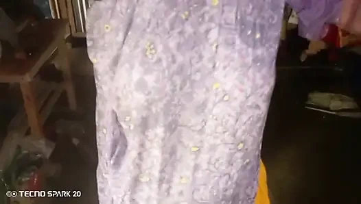 Girl Sweeping the Yard Naked in the Rain – Outdoor Scene