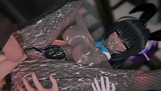=Blue Archive= Karin's "CALCULATED DEFEAT": Bound Choco Maid & POV Sandwich DP (4K)