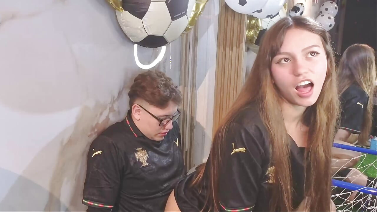 Sweaty amateur sex: My stepbrother fucks me after playing football.