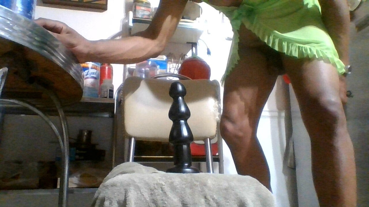 Lime Green Lace teddy Blue Velvet Heels Red Painted toes using BUTT PLUGS until next COCK cums over to FEED ME all fluids