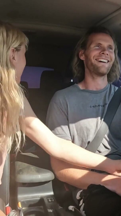 Petite Blonde Gives Her Man Road Head In The Car | Clip 1