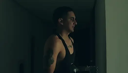 My stepbrother looks at me in the bathroom and starts masturbating while no one is home