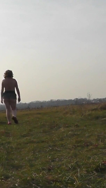Jaw-dropping moment from "Naked in public. Outdoors sexy woman Milf without panties and bra playing sports Outside. Natural"