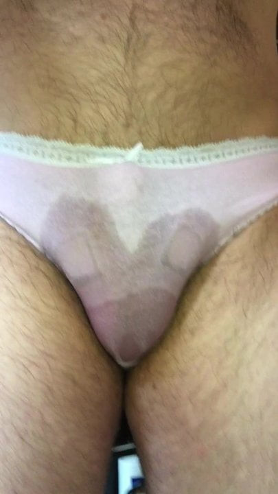 Pink panties with hot and cold piss