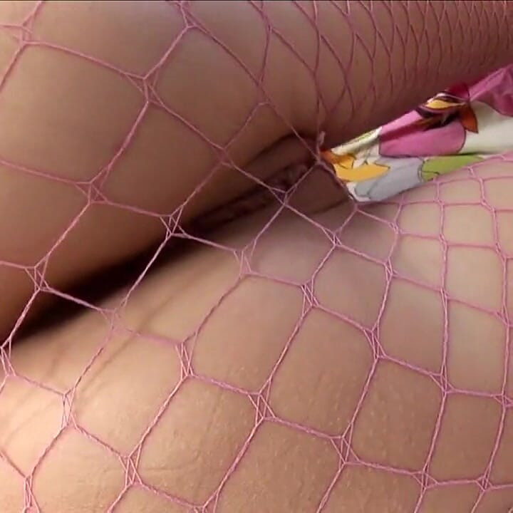 Juliana in Pink Fishnet Pantyhose Fingering Her Tight Teen Pussy