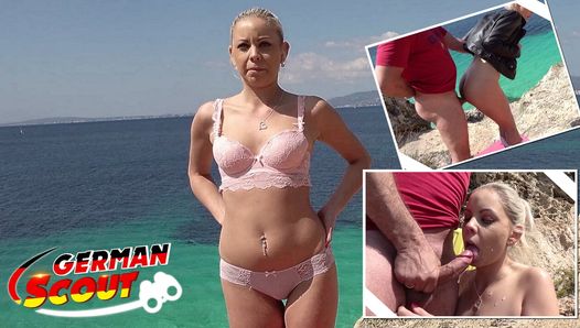ドイツのスカウト - かわいい女の子ジュリアパーカーはマヨルカビーチで性交をキャスティングに誘惑します