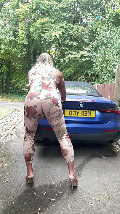 Sexy Crossdresser kellycd2022 in sexy floral see thru catsuit and heels