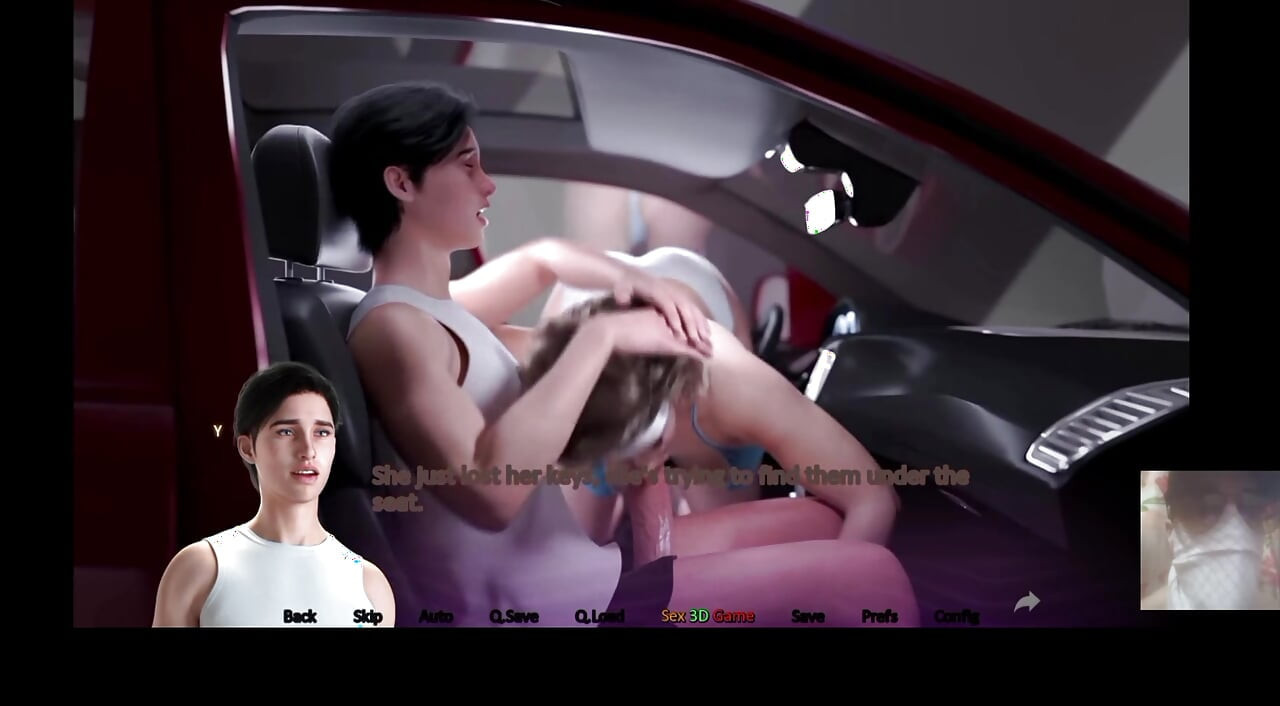 Step-Sis almost caught us!! MILF Step-Mom gave me a blowjob in the car and eats my load.