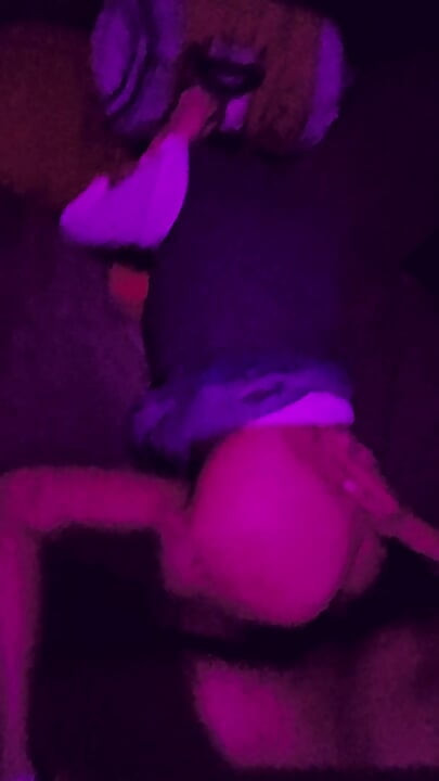 My stepsister wears a short skirt without panties I lift her up and fuck her on all fours while she moans