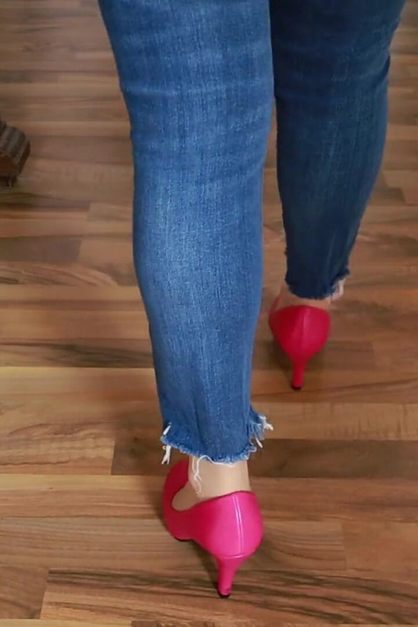 Pink heels auf holz - verführerisches klicken und jeans necken Asmr