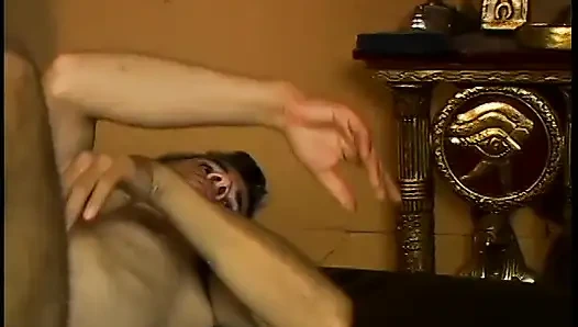 Rhadamanthine brunette is worshipped by male slave in SM extravaganza
