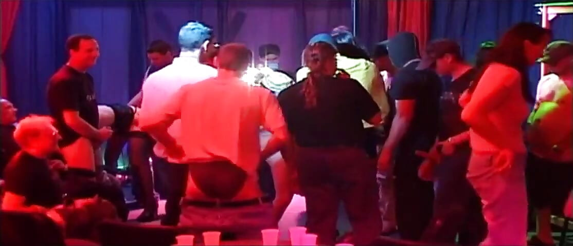 Blonde Babe Gangbanged by Horny Crowd in Wild Club Orgy