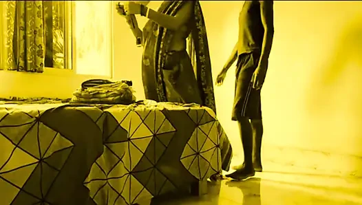 Young devar Fucks Hot Bhabi Sweet Tight Pussy When she is folding sarees at home.