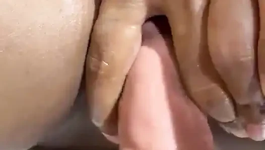 My Little Hole is Filled with a big Vibrator with oil massage