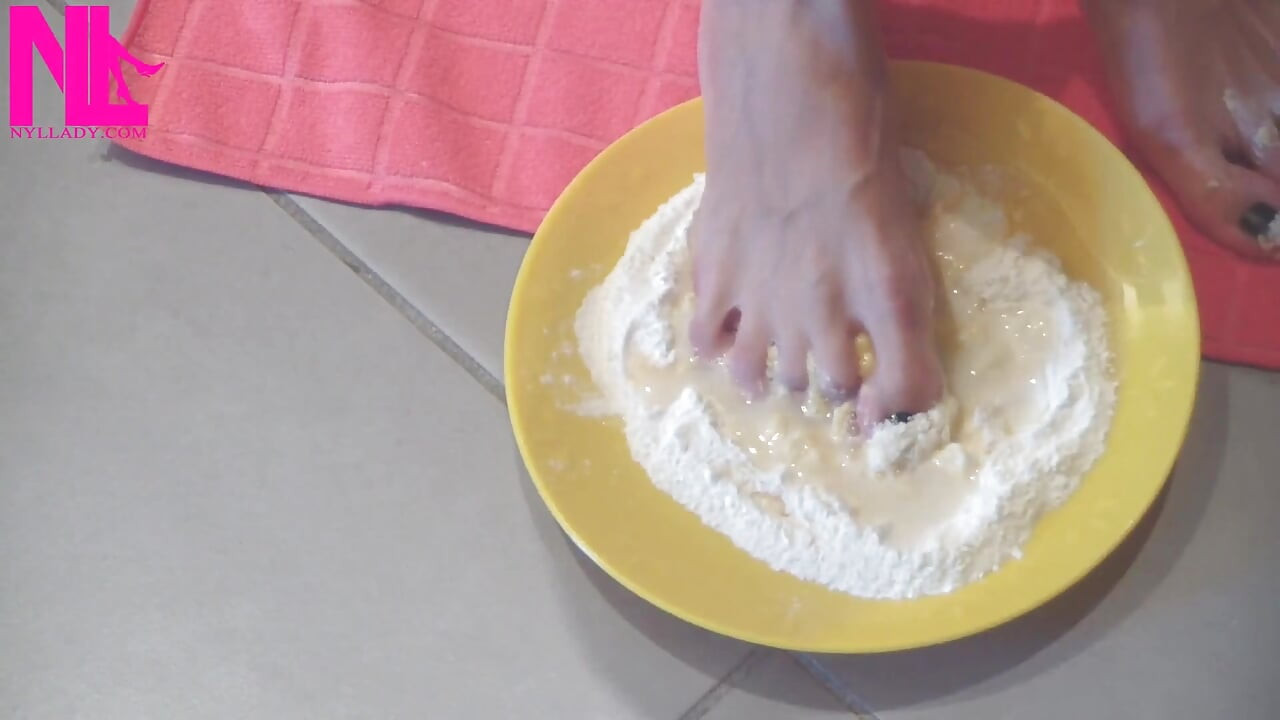 Making Dough for Pasta with My Bare Feet