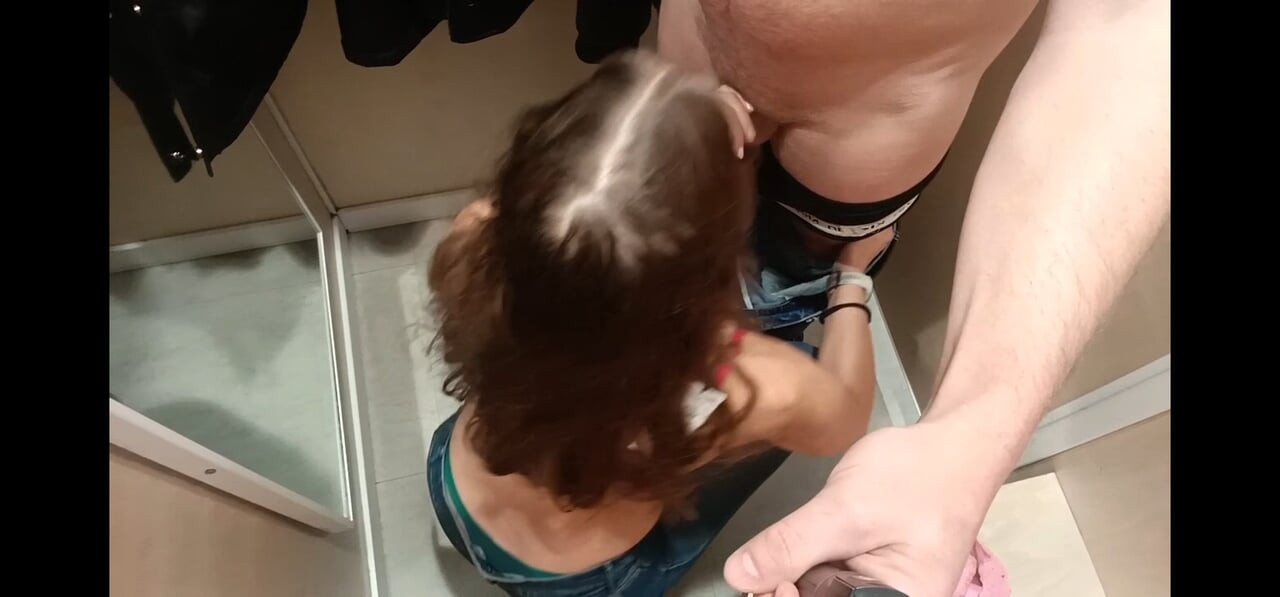blowjob and sex in a dressing room full of people caught