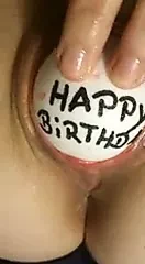 Loose Slut Birthing a Happy Birthday Ball