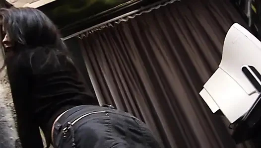 Hot and sexy milf fingers her pussy on the bench of a park