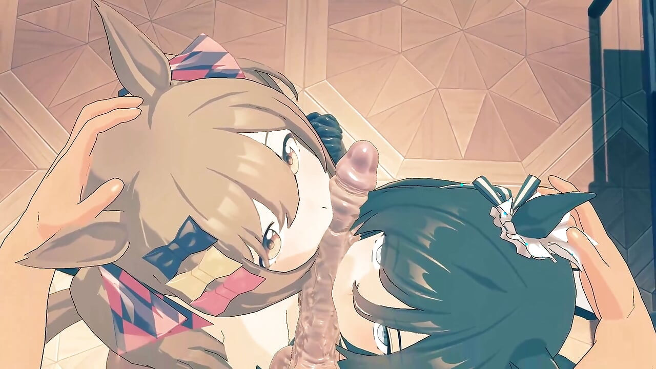 Uma Musume - Eishin Flash i Smart Falcon Bunnysuits Sex - Animacje Hentai 3D