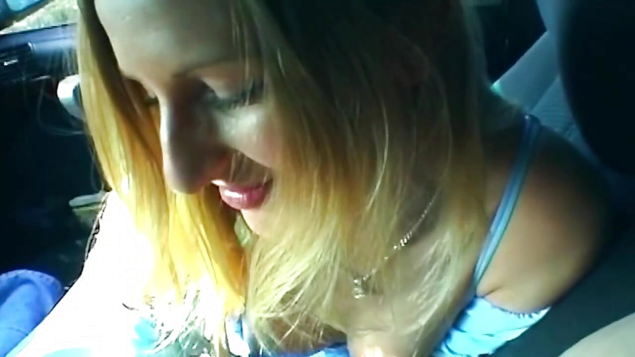 Blonde Sucks Cock and Shows Wet Pussy in Car