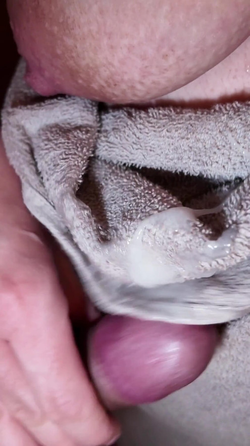 Big Natural Tits Milf Handjob in the shower. I cum on her towel. | Clip 1