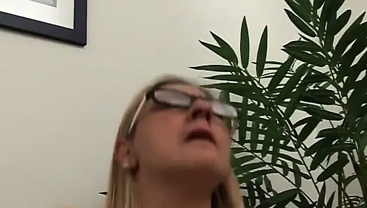 Horny MILF Glasses Babe Sucks and Rides Thick Cock Wildly