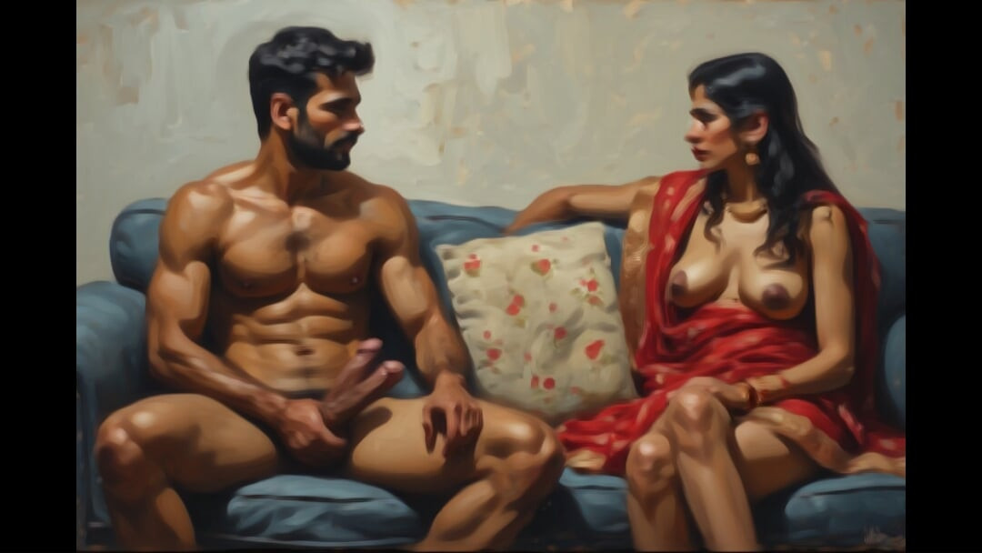 Indian naught bhabhi gives a sloppy blowjob to her stepson and gets her pussy banged