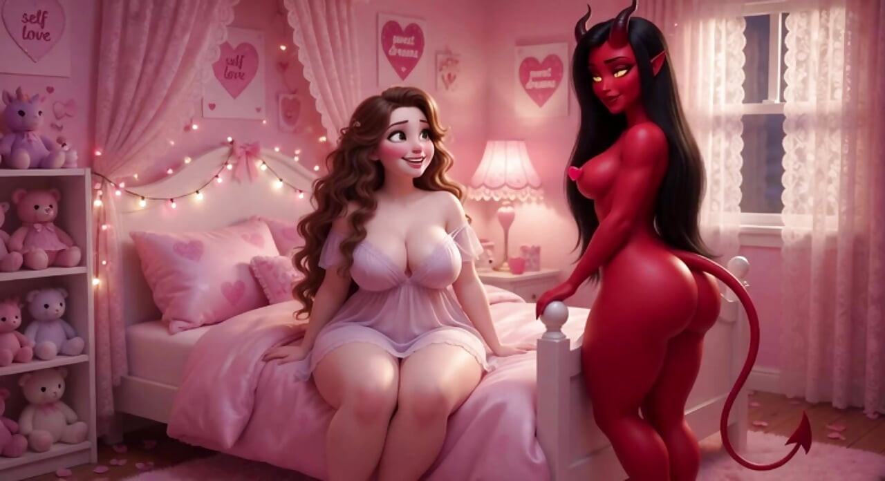 Kırmızı arzu pembe yatak odasında uyanıyor tutkulu çağırıyor (yapay zeka oluşturuldu)