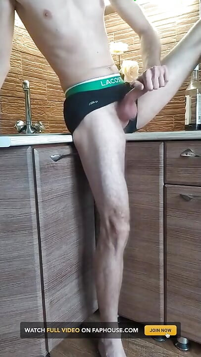 Handjob in the kitchen