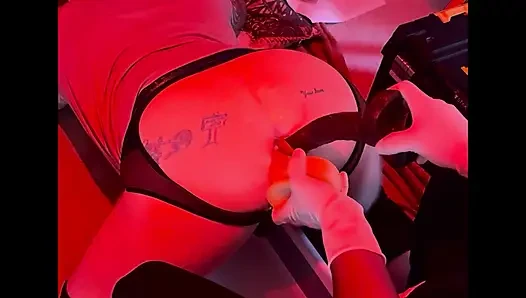 Husband gets Sloppy Double dildo and fisted by wife