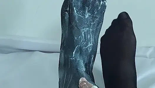 BLACK PANTYHOSE WITH LOTS OF COSMETICS