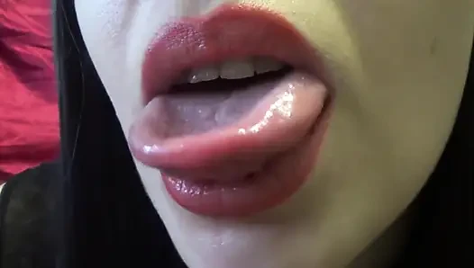 Tongue and spit play with a lot of teasings