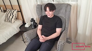 Kissing Japanese guy with muscles while I stroke his dick