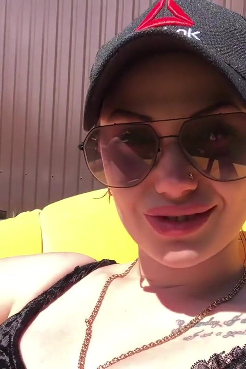 Hookah smoking outdoor & big lips tease