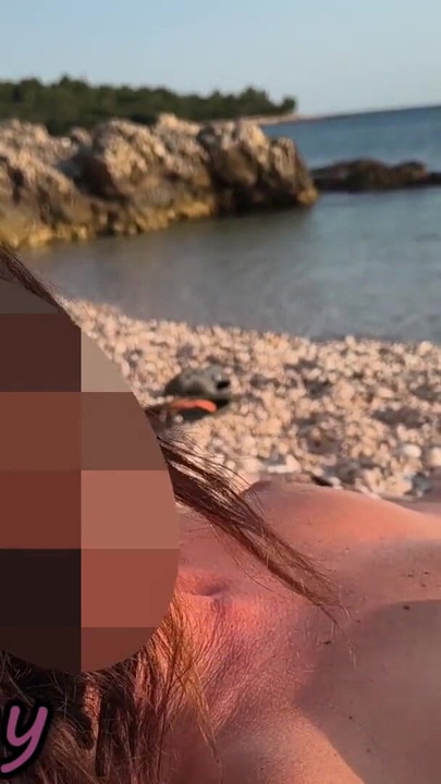 Powerful moment from "Pussy Flash! Nude Teacher and her Student: Lets Him Touch Her Tits on a Public Beach! - MissCreamy"