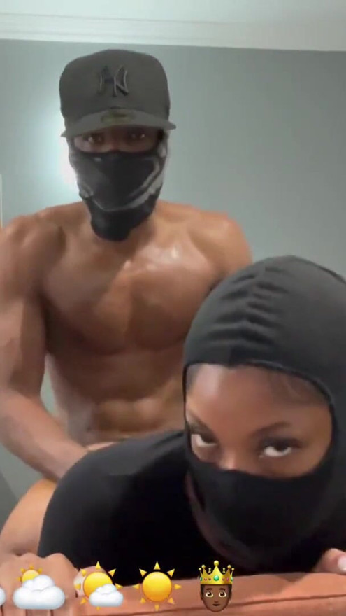 Juicy booty masked Ebony gets fucked by skinny dude! Part 1 | Clip 2