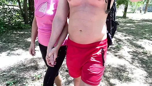 Fuck and cum in thong in public park summer