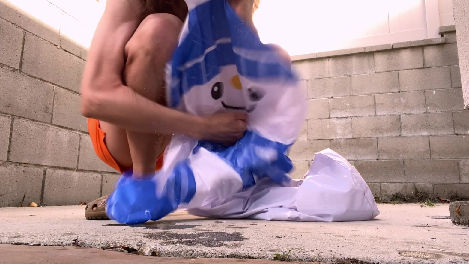 Destroying Inflatable Snow Man