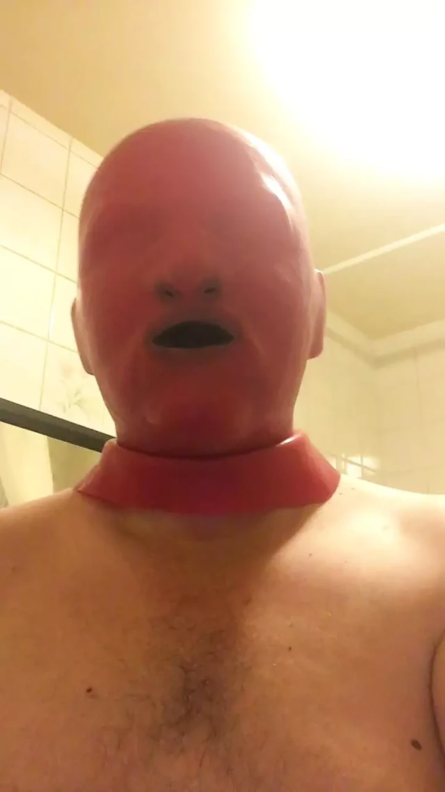 play in red gimp mask