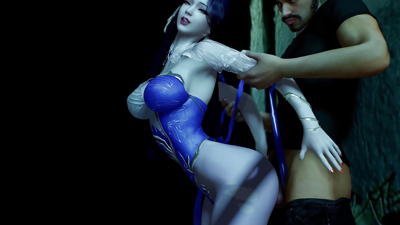 3D puta asiática com tesão vestindo vestido sexy é fodida por pau grande