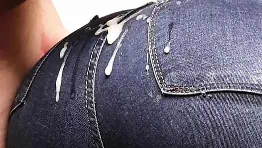 jeans fetish, jerking off to a juicy ass in jeans