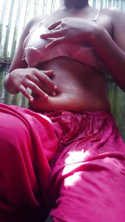 A dirty video of a village girl bathing
