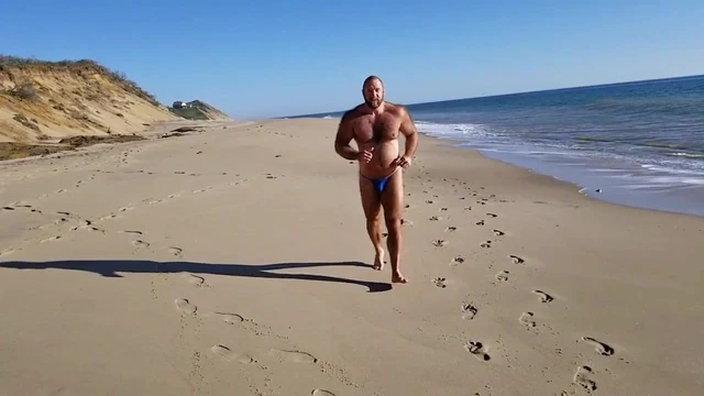 Slow Motion bikini beach running