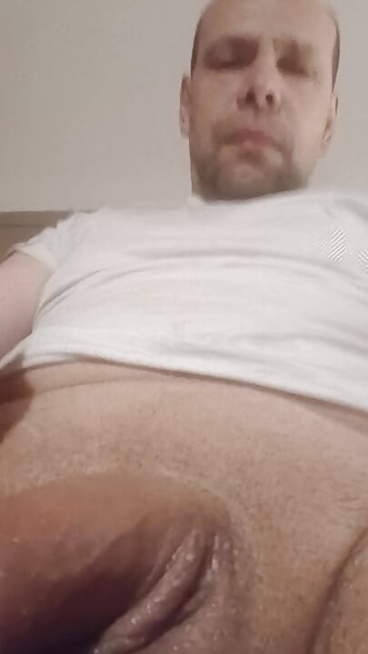 Big cumshot from my cock oil and I caress myself with the cum