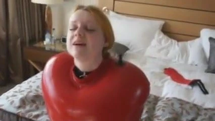 Inflatable RedLatex Sack and gagged mouth